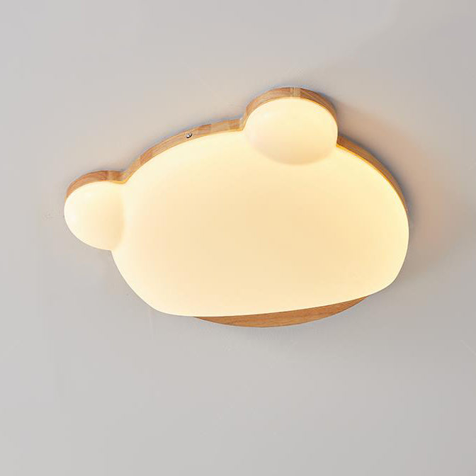 Plafonnier LED en acrylique et bois de caoutchouc créatif contemporain en forme d&