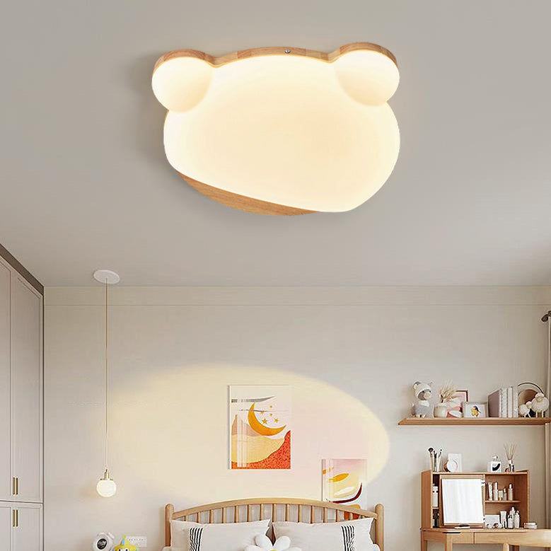 Plafonnier LED en acrylique et bois de caoutchouc créatif contemporain en forme d&