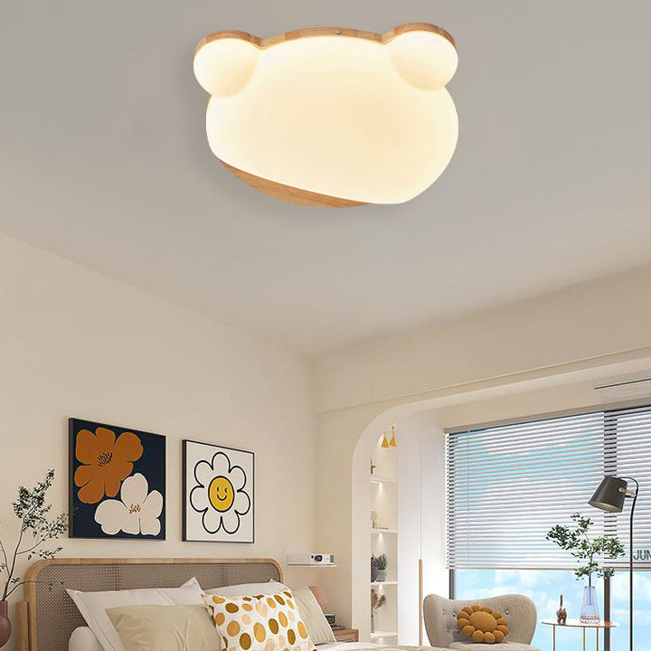 Contemporáneo Creativo Oso Madera de Caucho Acrílico LED Montaje Empotrado Luz de Techo Para Dormitorio 