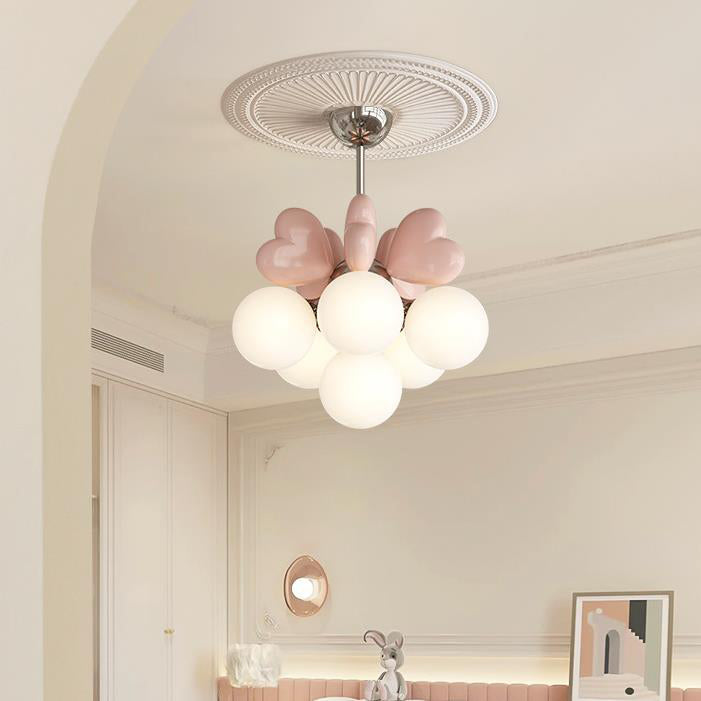 Moderne minimalistische Creme Orb Herz Hardware Harz PE 4/6 Licht Kronleuchter für Wohnzimmer 