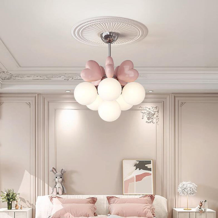 Moderne minimalistische Creme Orb Herz Hardware Harz PE 4/6 Licht Kronleuchter für Wohnzimmer 