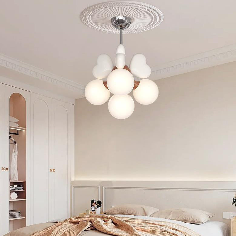 Moderne minimalistische Creme Orb Herz Hardware Harz PE 4/6 Licht Kronleuchter für Wohnzimmer 