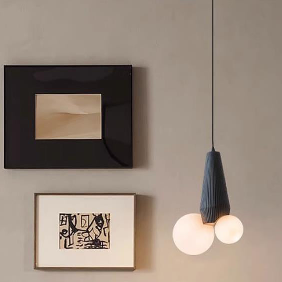 Lustre suspendu à 2 lumières en résine PE, cylindre irrégulier, orbe créatif contemporain pour salon 