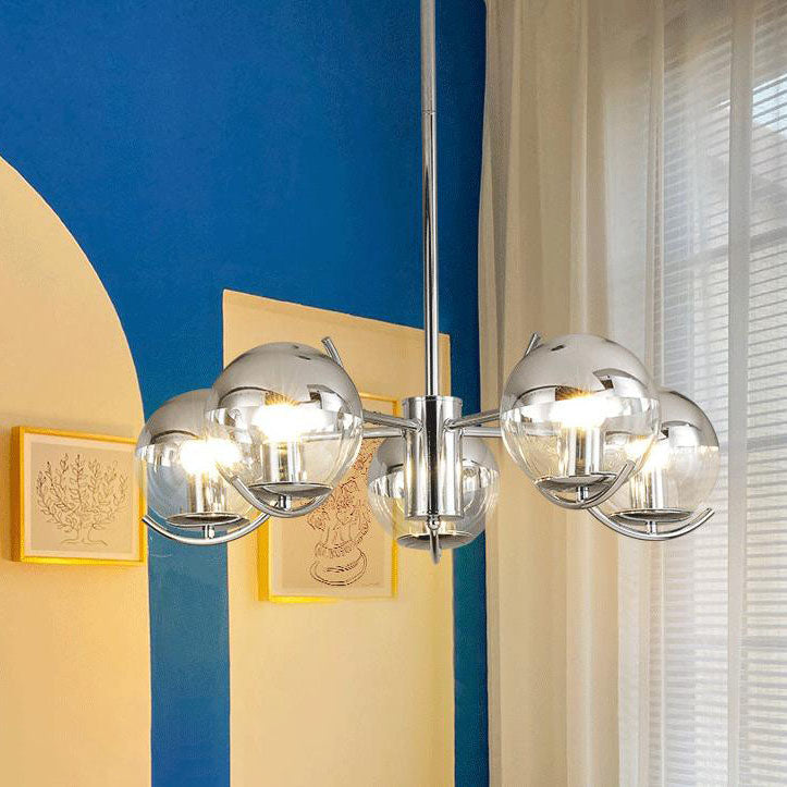 Chandelier Moderne Minimaliste Multi-Orb en Fer et Verre 3/4/5 Lumières pour Salon 