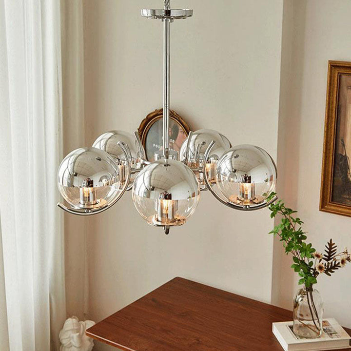Chandelier Moderne Minimaliste Multi-Orb en Fer et Verre 3/4/5 Lumières pour Salon 