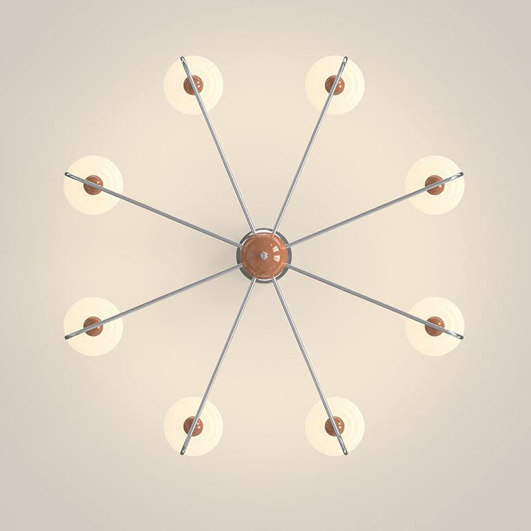 Chandelier contemporain nordique avec abat-jour en verre en forme de haricot magique et cadre en fer à 5/8 lumières pour salon 