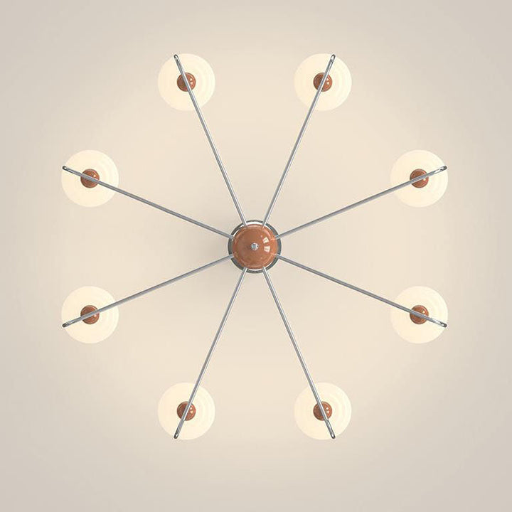 Chandelier contemporain nordique avec abat-jour en verre en forme de haricot magique et cadre en fer à 5/8 lumières pour salon 