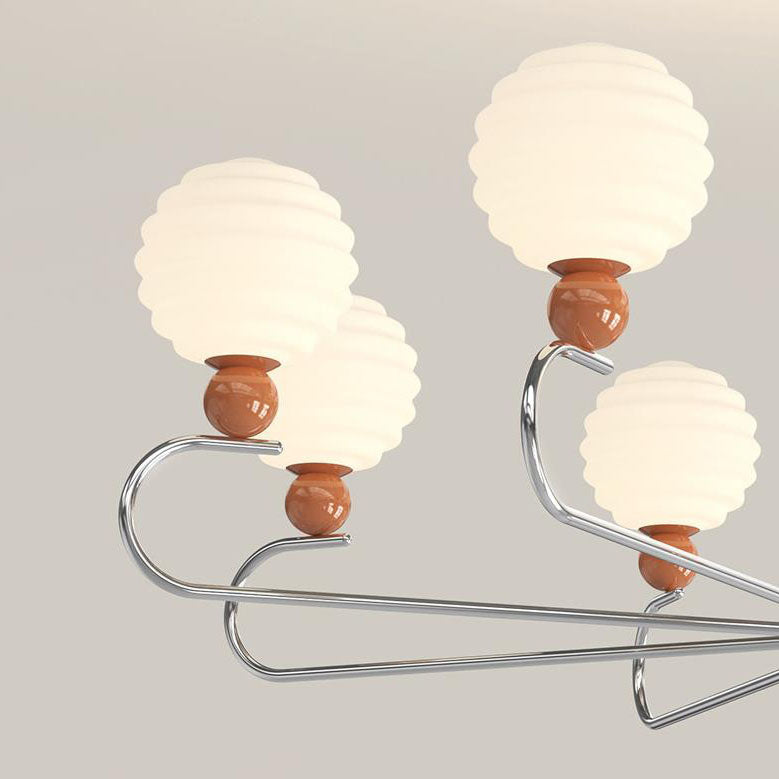 Chandelier contemporain nordique avec abat-jour en verre en forme de haricot magique et cadre en fer à 5/8 lumières pour salon 