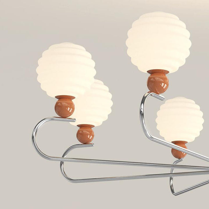 Chandelier contemporain nordique avec abat-jour en verre en forme de haricot magique et cadre en fer à 5/8 lumières pour salon 