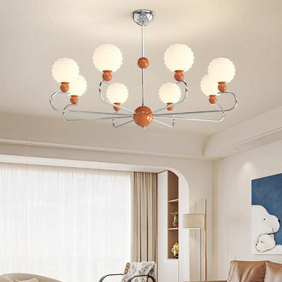 Zeitgenössischer nordischer Wabenball Magic Bean Glasschirm Eisenrahmen 5/8-Licht Kronleuchter für Wohnzimmer 