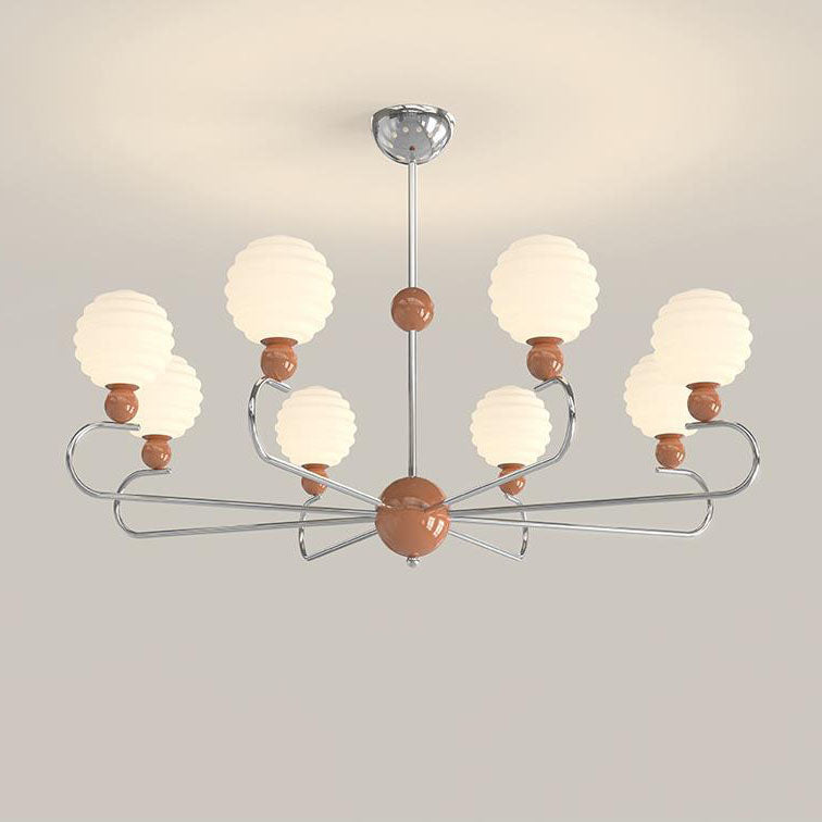 Chandelier contemporain nordique avec abat-jour en verre en forme de haricot magique et cadre en fer à 5/8 lumières pour salon 
