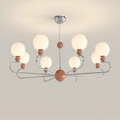 Zeitgenössischer nordischer Wabenball Magic Bean Glasschirm Eisenrahmen 5/8-Licht Kronleuchter für Wohnzimmer 