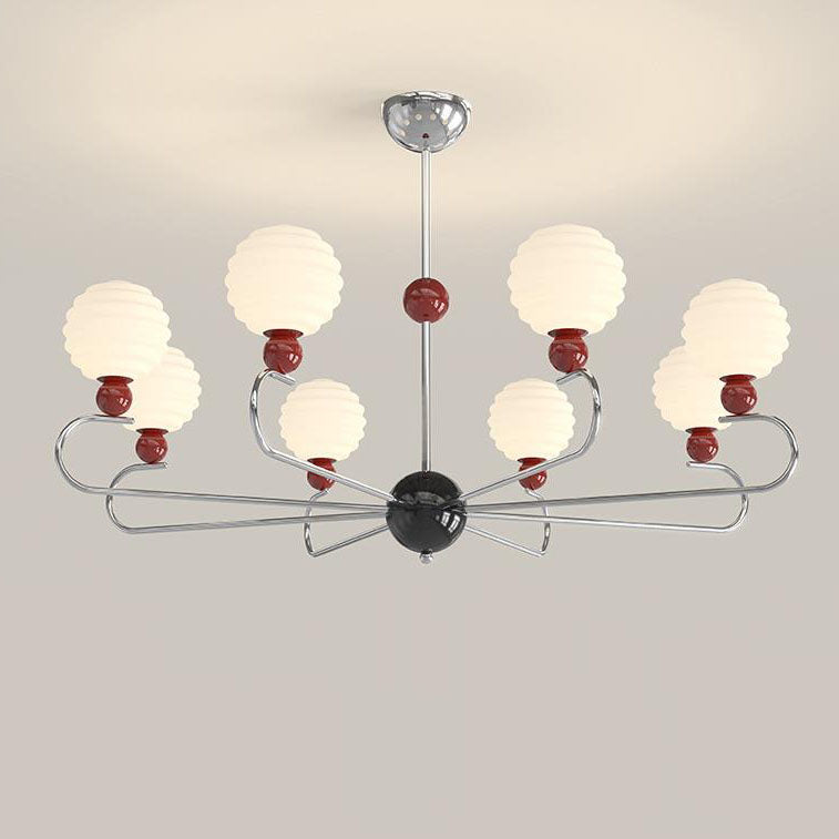 Chandelier contemporain nordique avec abat-jour en verre en forme de haricot magique et cadre en fer à 5/8 lumières pour salon 