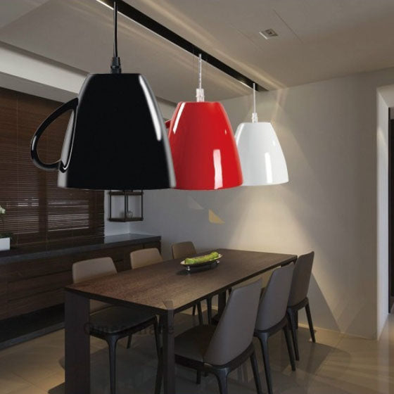 Lámpara Colgante de Resina con 1 Luz en Forma de Taza de Té y Tetera Creativa Contemporánea para Sala de Estar 
