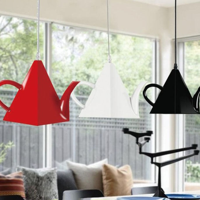 Lámpara Colgante de Resina con 1 Luz en Forma de Taza de Té y Tetera Creativa Contemporánea para Sala de Estar 