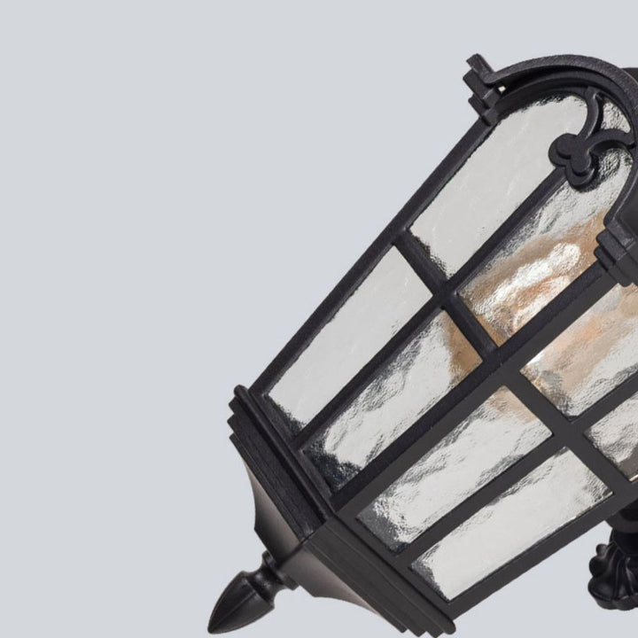 Lámpara Aplique de Pared de 1 Luz de Vidrio de Aluminio con Forma de Ventana Cuadrilateral Tradicional Europea para Patio Exterior 