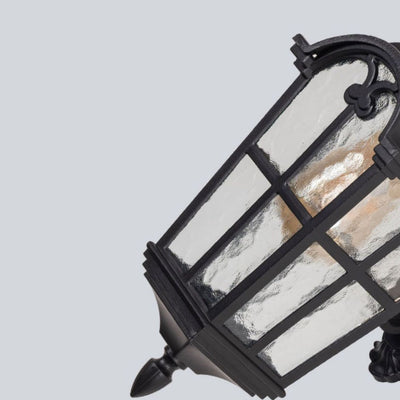 Forme de fenêtre quadrilatérale européenne traditionnelle en aluminium avec verre, applique murale à 1 lumière pour patio extérieur 