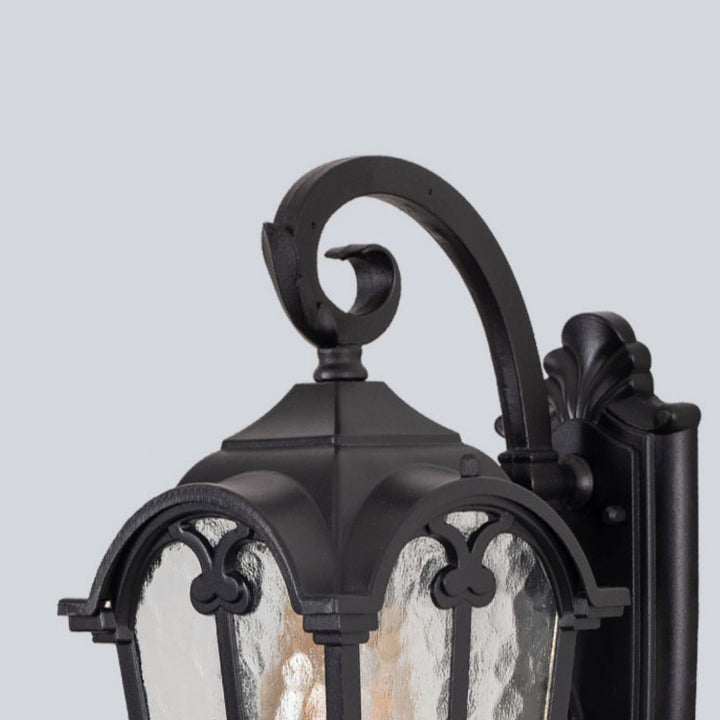 Lámpara Aplique de Pared de 1 Luz de Vidrio de Aluminio con Forma de Ventana Cuadrilateral Tradicional Europea para Patio Exterior 