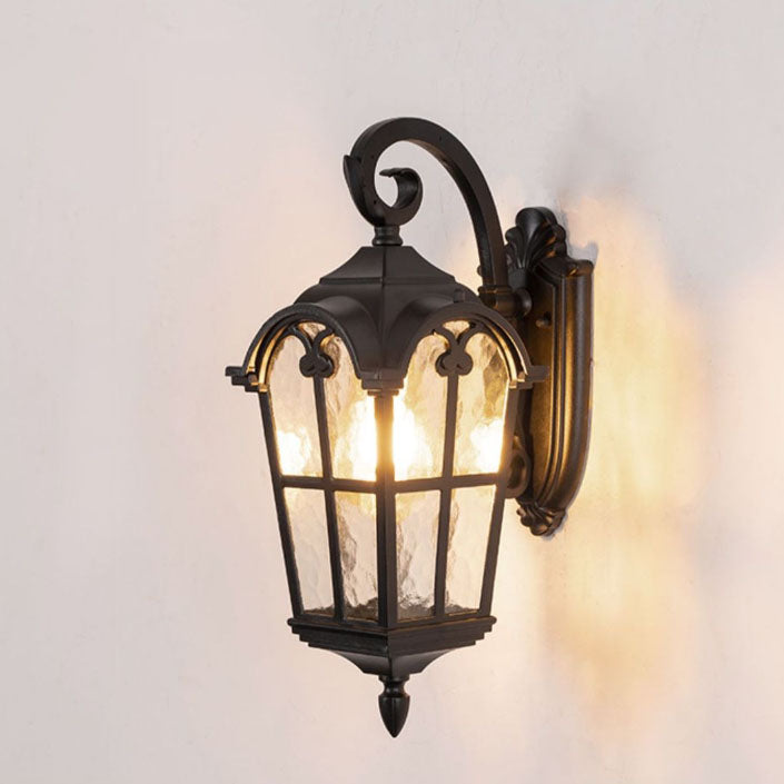 Forme de fenêtre quadrilatérale européenne traditionnelle en aluminium avec verre, applique murale à 1 lumière pour patio extérieur 