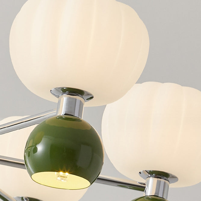 Lustre Contemporain Créatif Citrouille Orbe Fer Aluminium Acrylique 6/12/16 Lumières Pour Salon 