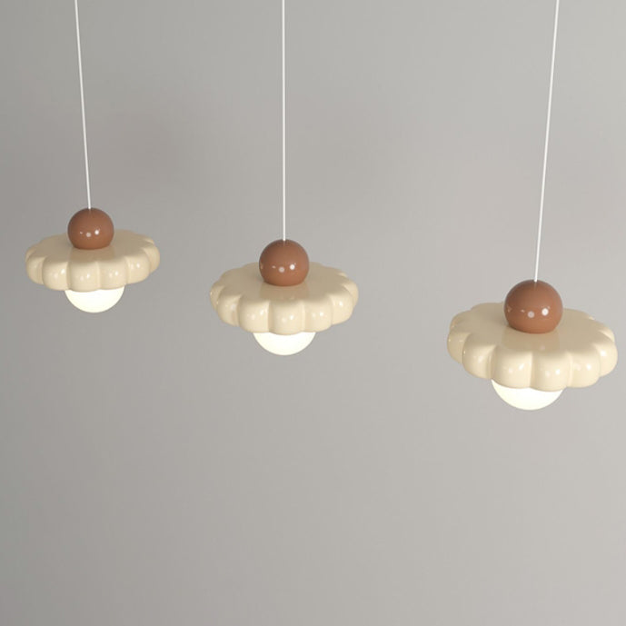 Dôme Nordique Contemporain Fleur PE Résine Fer Lustre à 3 Lumières Pour Salle à Manger 