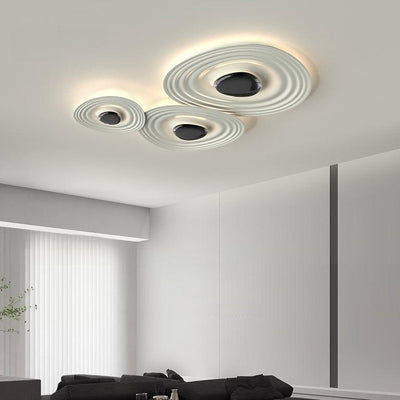 Plafonnier LED en aluminium ovale à ondulation d'eau irrégulière minimaliste moderne pour salon 