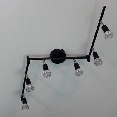Lumière de plafond semi-encastrée à 6 lumières, matériel moderne minimaliste, cylindre long, angle réglable pour le salon 