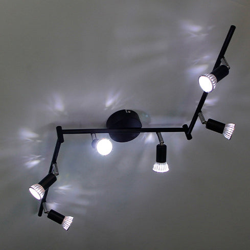 モダンミニマリスト長円筒調整可能な角度ハードウェア6灯セミフラッシュマウント天井ライトリビングルーム用 