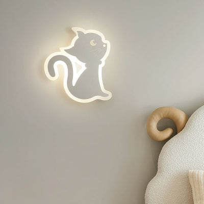 مصباح حائط LED من الحديد بتصميم قطة أكريليك إبداعي معاصر لغرفة النوم 