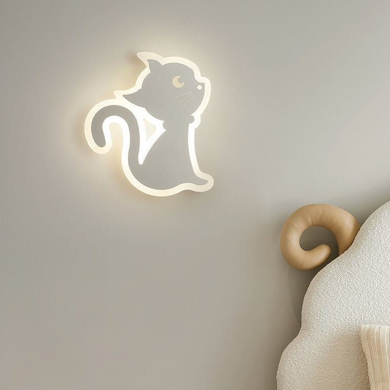 مصباح حائط LED من الحديد بتصميم قطة أكريليك إبداعي معاصر لغرفة النوم 