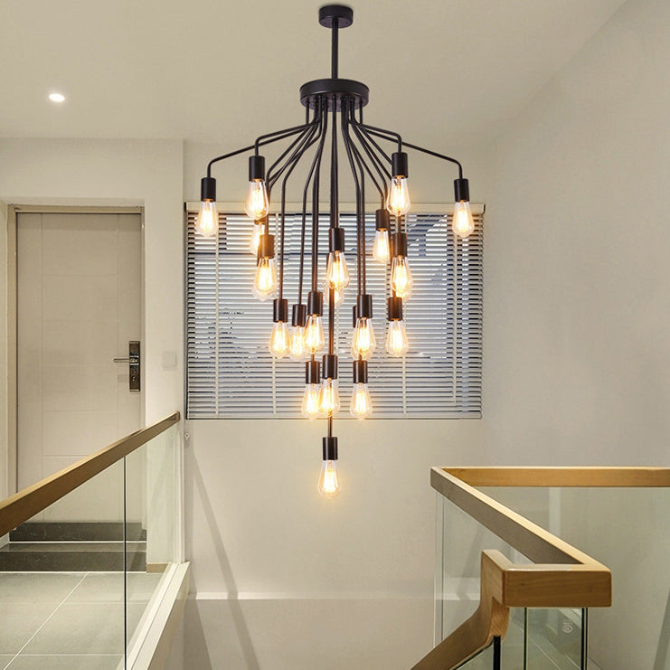 Traditioneller Vintage-Kronleuchter mit Eisenzweig und Glasschirm, 16/22 Lichter, für Wohnzimmer 