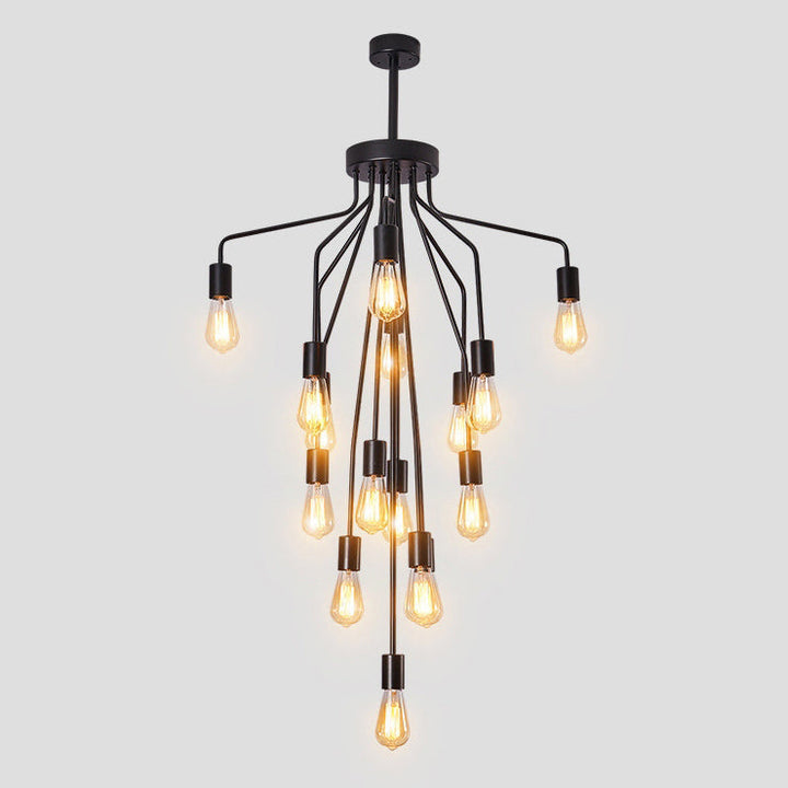 Traditioneller Vintage-Kronleuchter mit Eisenzweig und Glasschirm, 16/22 Lichter, für Wohnzimmer 