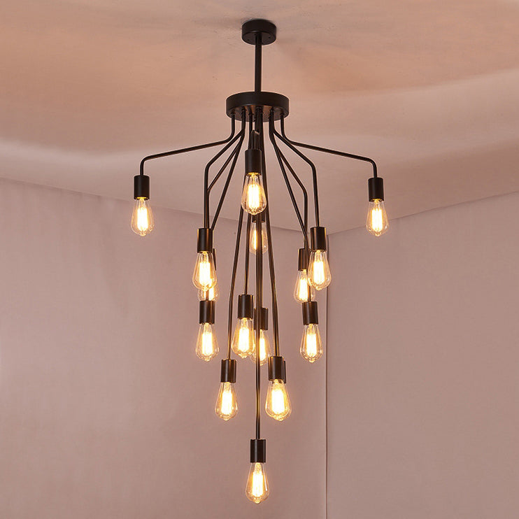 Traditioneller Vintage-Kronleuchter mit Eisenzweig und Glasschirm, 16/22 Lichter, für Wohnzimmer 
