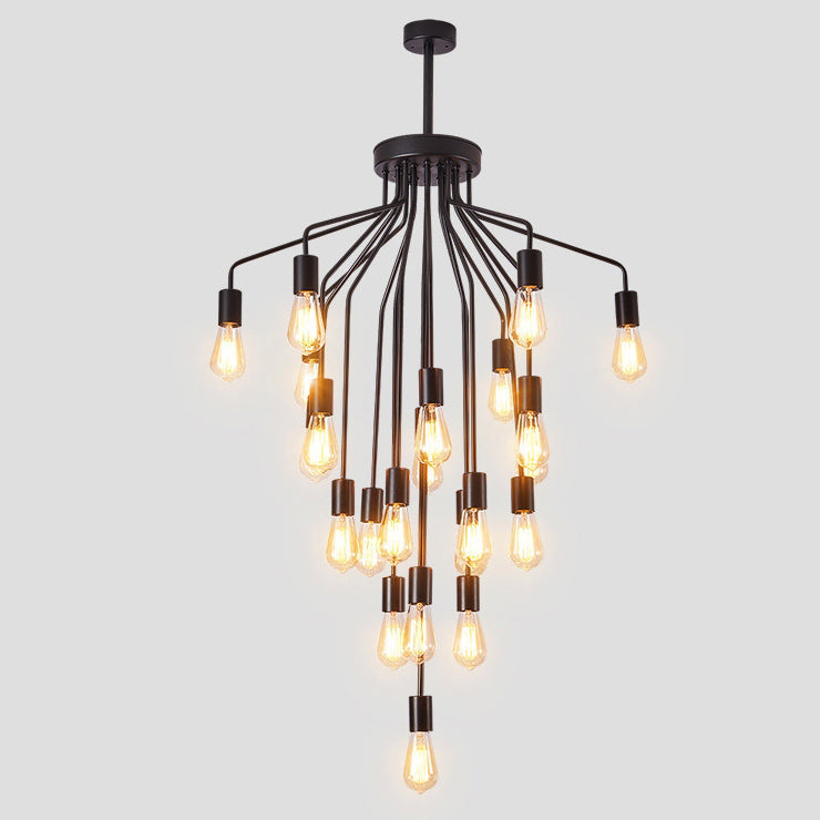 Traditioneller Vintage-Kronleuchter mit Eisenzweig und Glasschirm, 16/22 Lichter, für Wohnzimmer 