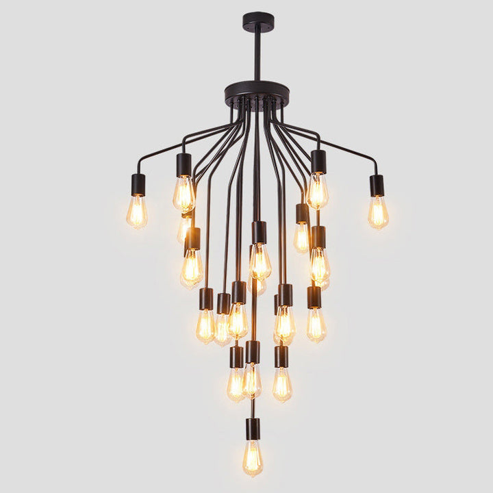 Traditioneller Vintage-Kronleuchter mit Eisenzweig und Glasschirm, 16/22 Lichter, für Wohnzimmer 