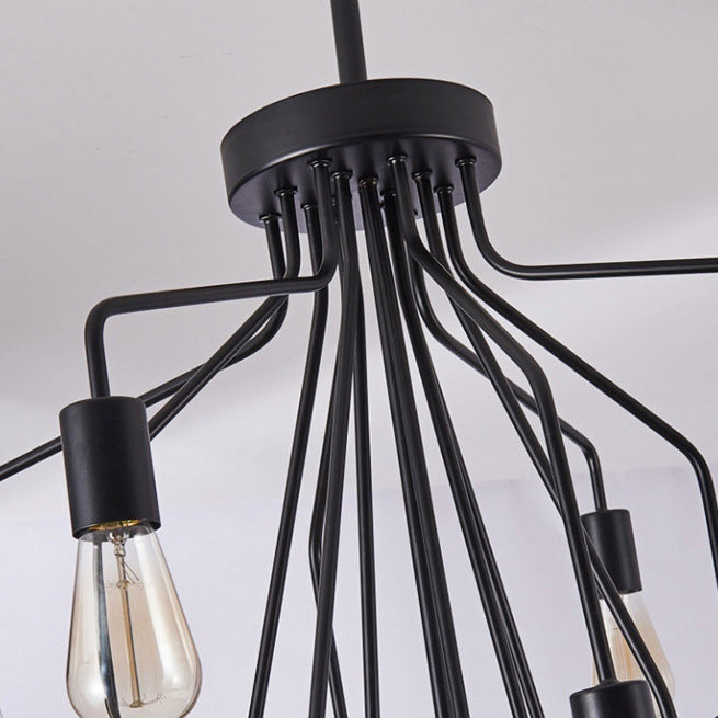 Traditioneller Vintage-Kronleuchter mit Eisenzweig und Glasschirm, 16/22 Lichter, für Wohnzimmer 