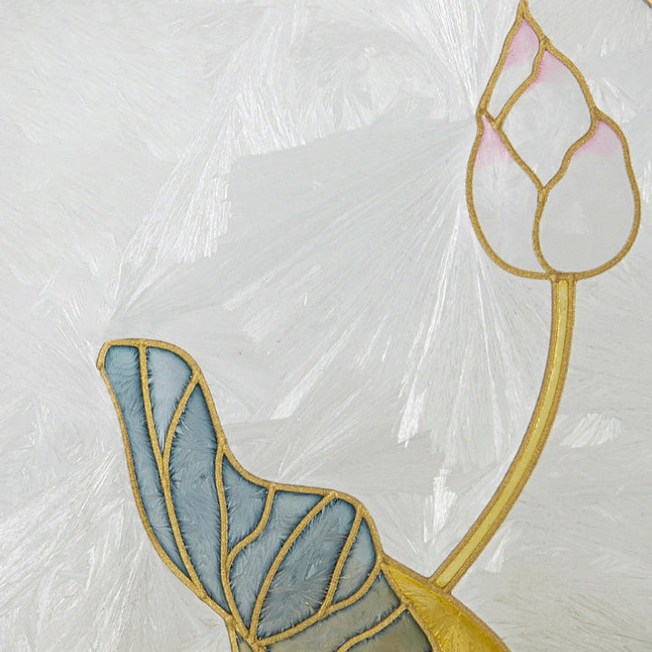Applique murale LED avec cadre en cuivre traditionnel chinois et décor de fleur de lotus en émail vitrifié pour salon 