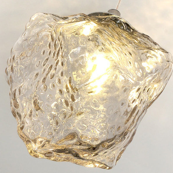 Suspension 1 lumière avec abat-jour en verre au design contemporain imitation pierre de luxe pour couloir 