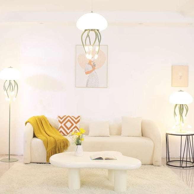 Lampadaire LED en fer acrylique Art Déco moderne en forme de méduse pour salon 