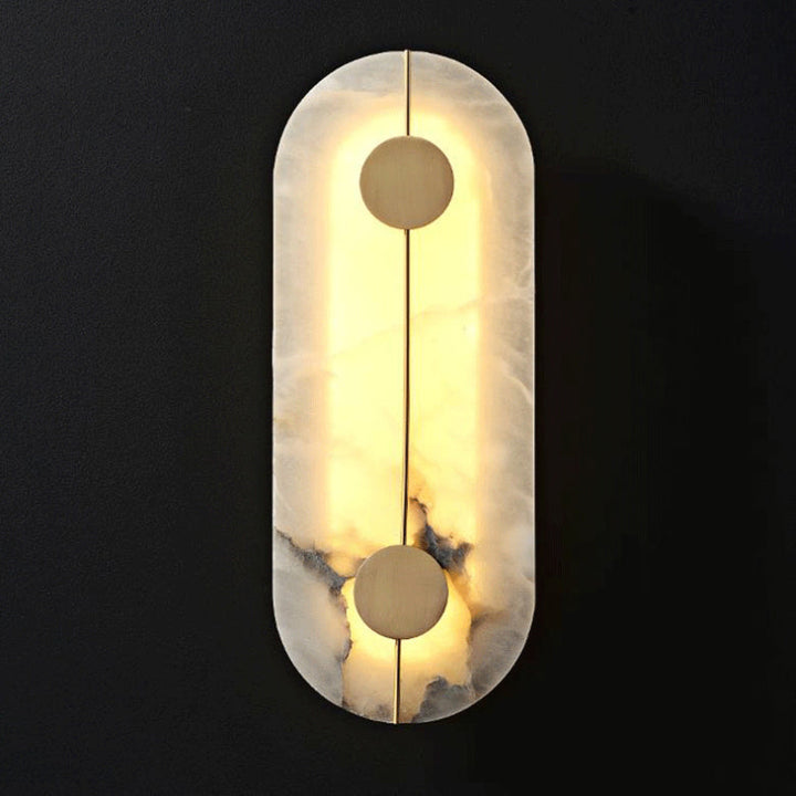 Aplique de pared LED ovalado redondo de mármol de cobre escandinavo contemporáneo para sala de estar 