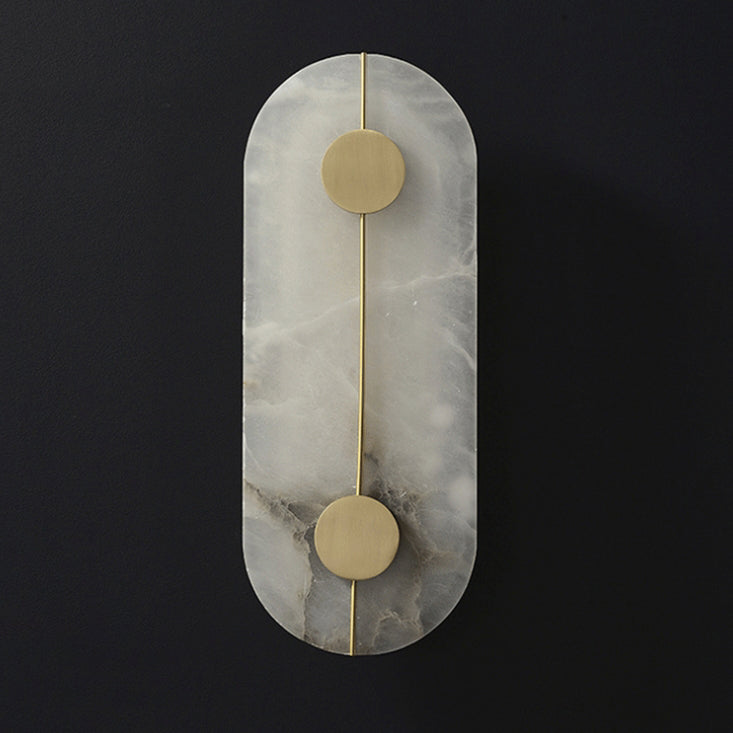 Aplique de pared LED ovalado redondo de mármol de cobre escandinavo contemporáneo para sala de estar 
