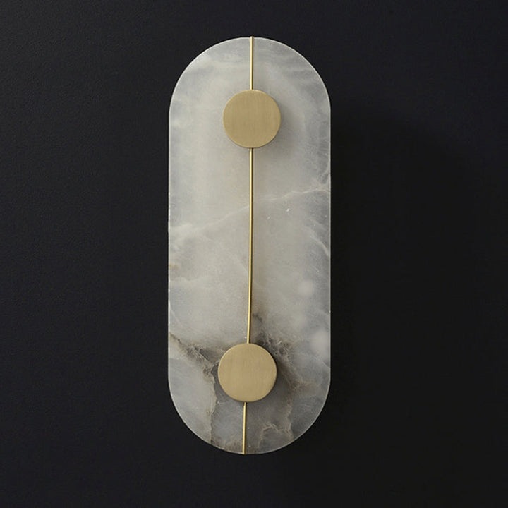 Aplique de pared LED ovalado redondo de mármol de cobre escandinavo contemporáneo para sala de estar 