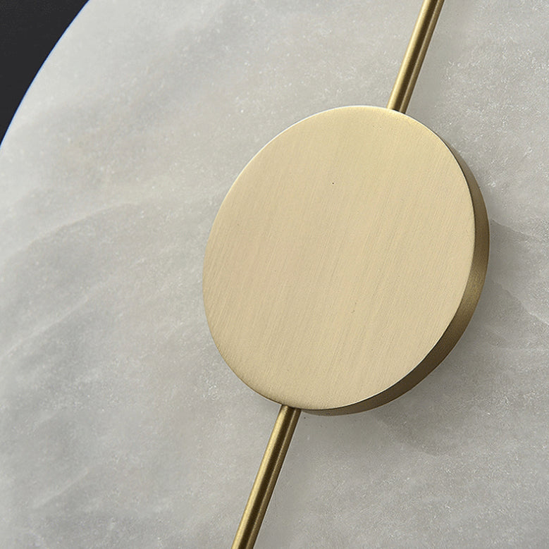 Aplique de pared LED ovalado redondo de mármol de cobre escandinavo contemporáneo para sala de estar 