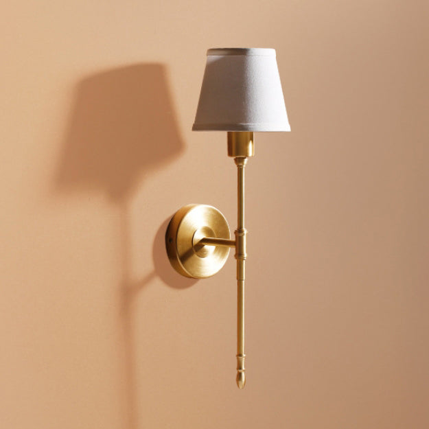 Lámpara Aplique de Pared Cilíndrica de Tela Rústica Tradicional de Cobre 1/2 Luz para Dormitorio 