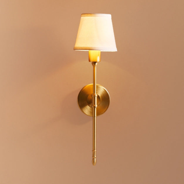 Lámpara Aplique de Pared Cilíndrica de Tela Rústica Tradicional de Cobre 1/2 Luz para Dormitorio 