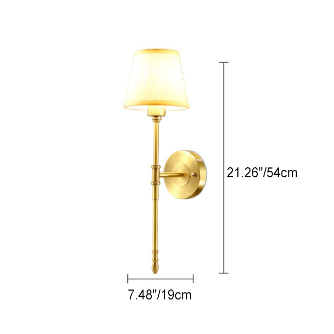 Lámpara Aplique de Pared Cilíndrica de Tela Rústica Tradicional de Cobre 1/2 Luz para Dormitorio 