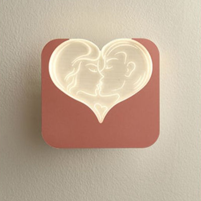 Applique murale LED rectangulaire en fer acrylique, simple et moderne, trèfle à quatre feuilles, carré, cœur d'amour, pour chevet 