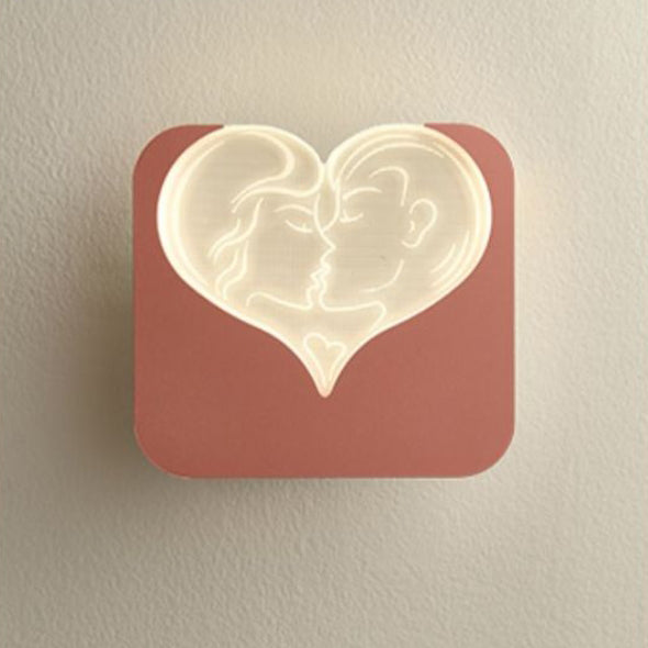Applique murale LED rectangulaire en fer acrylique, simple et moderne, trèfle à quatre feuilles, carré, cœur d&