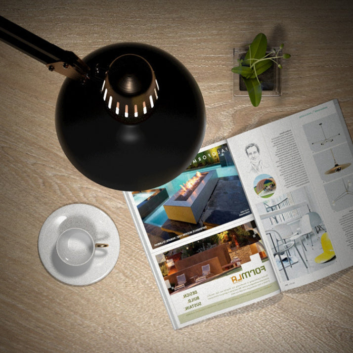 Lampe de table moderne minimaliste pliable demi-ronde en métal à 1 lumière pour chambre à coucher 
