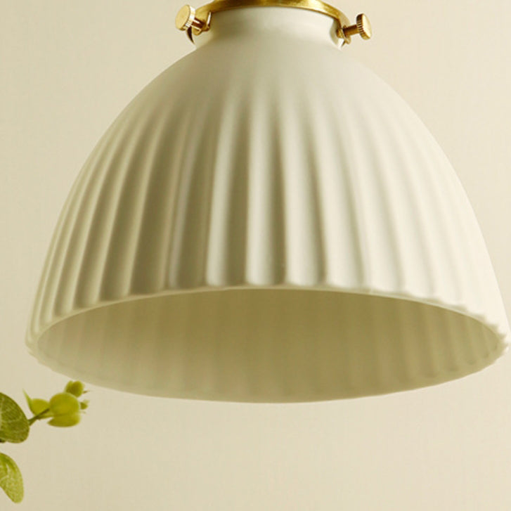 Applique murale moderne minimaliste demi-ronde en céramique cuivrée à 1 lumière pour chambre 